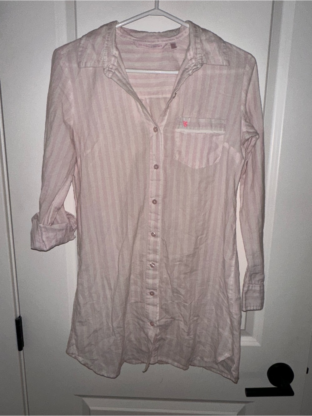 Victoria Secret Light Pink Striped Button-Down Shirt